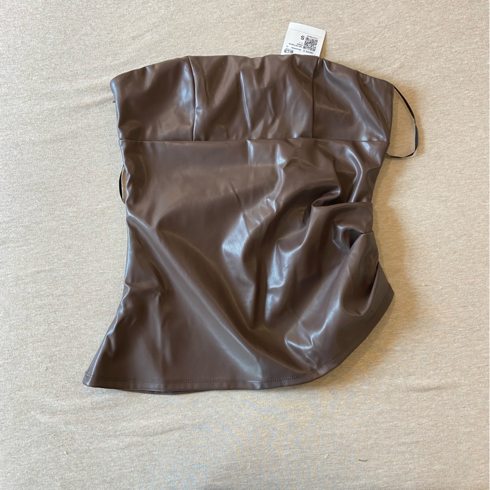 Brown Faux Leather Tube Top NWT